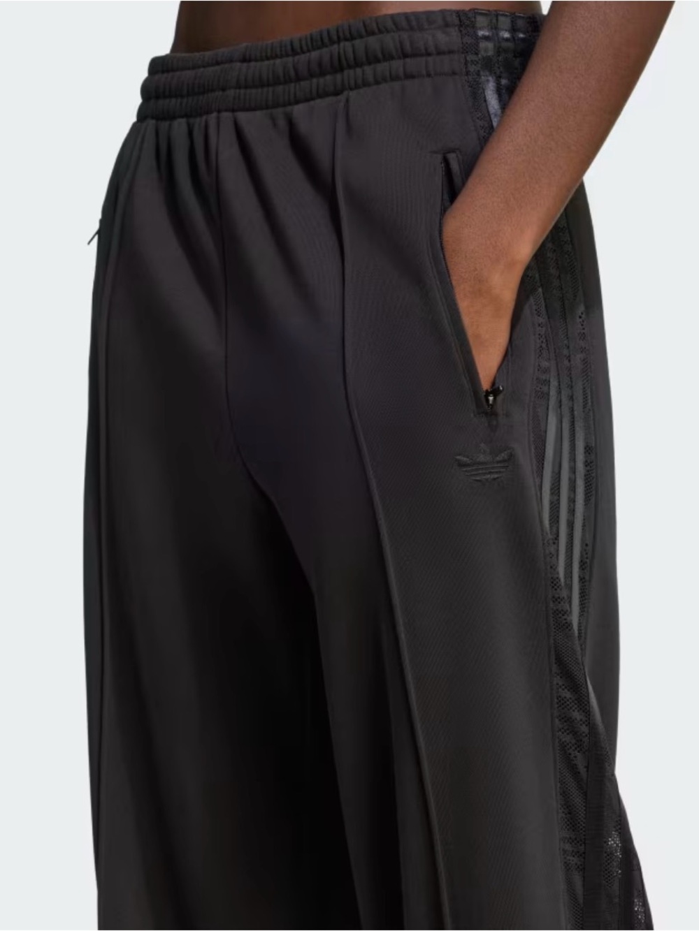 Adidas Black Wide-Leg Track Pants with Side Tape - Picture 8 of 8